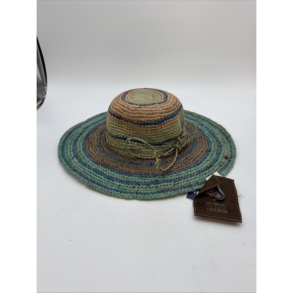Peter Grimm True Character Multicolor Raffia Sun Hat Wide Brim OS